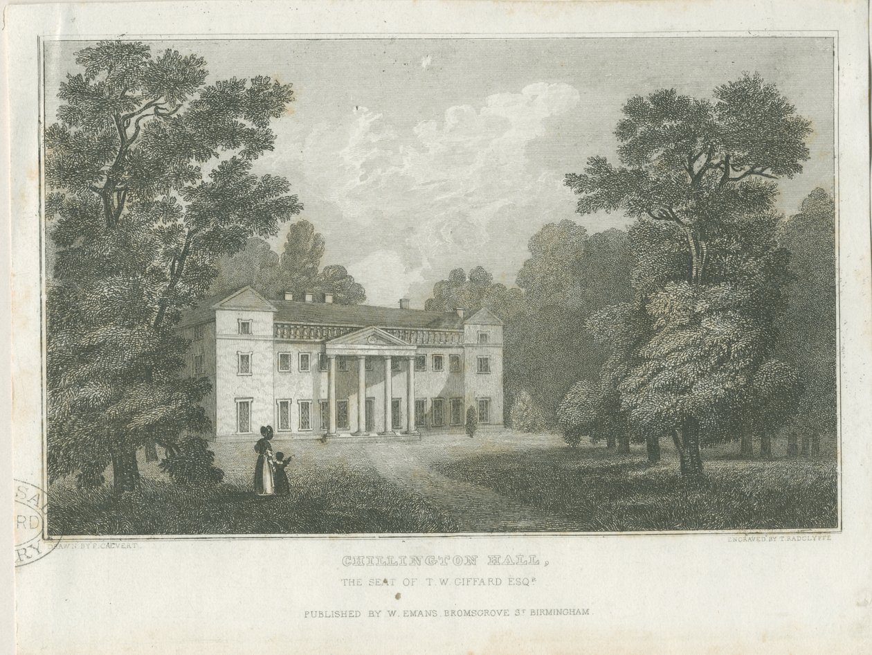 Chillington Hall (engraving) by Frederick Calvert
