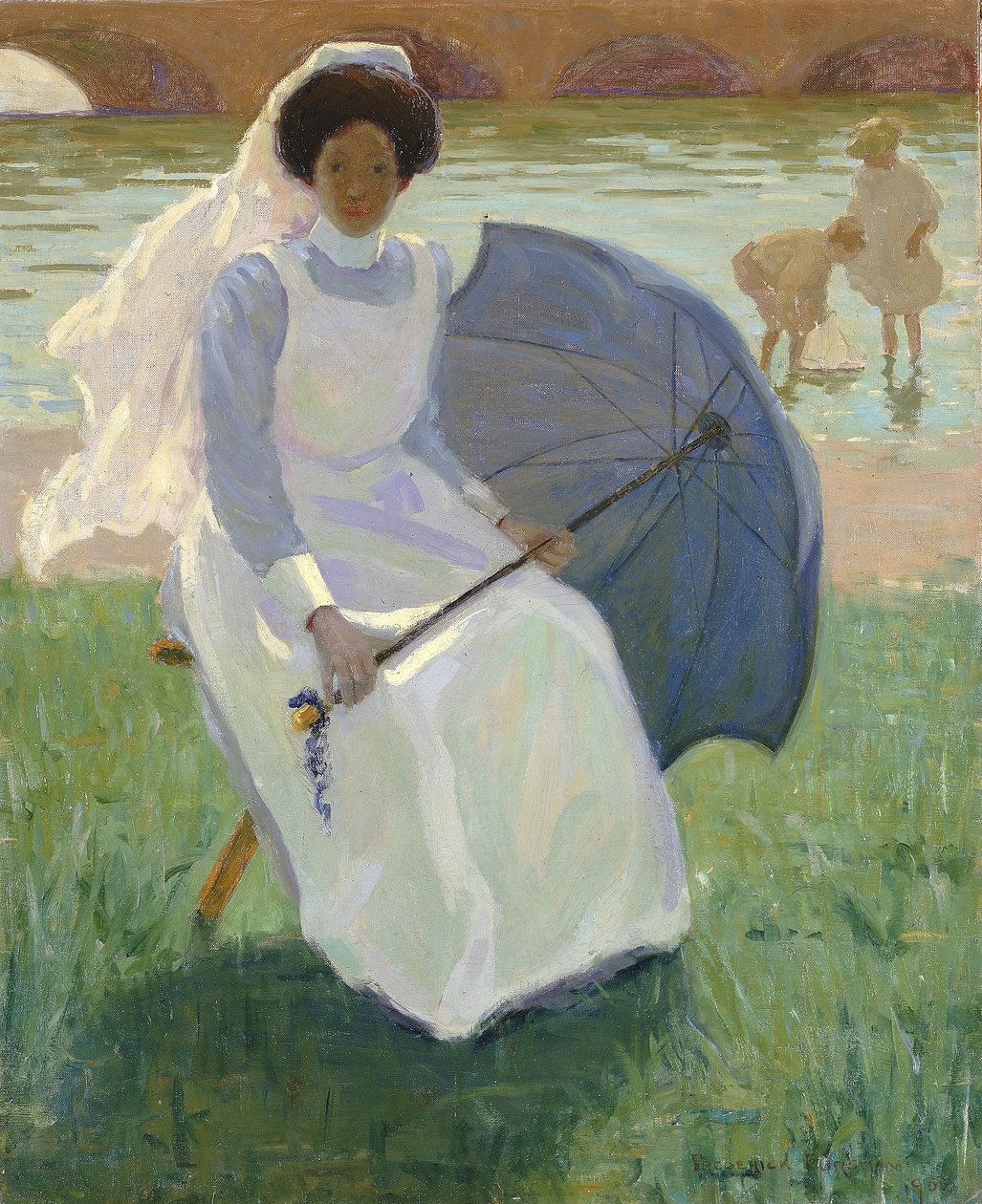 Woman with Green Parasol by Frederick F. Fursman