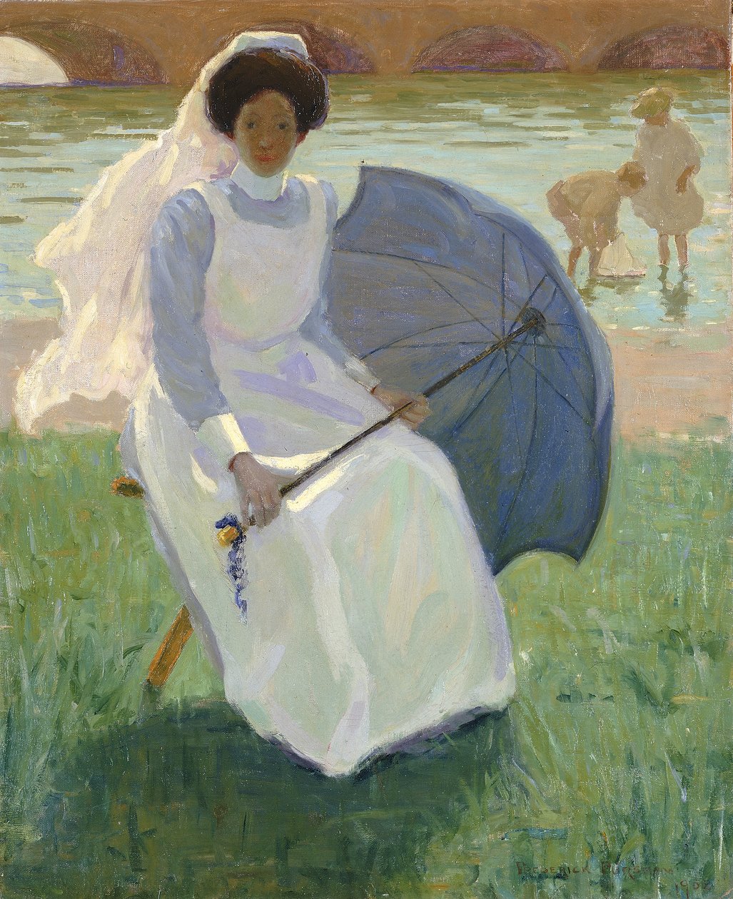 Woman with Green Parasol by Frederick F. Fursman