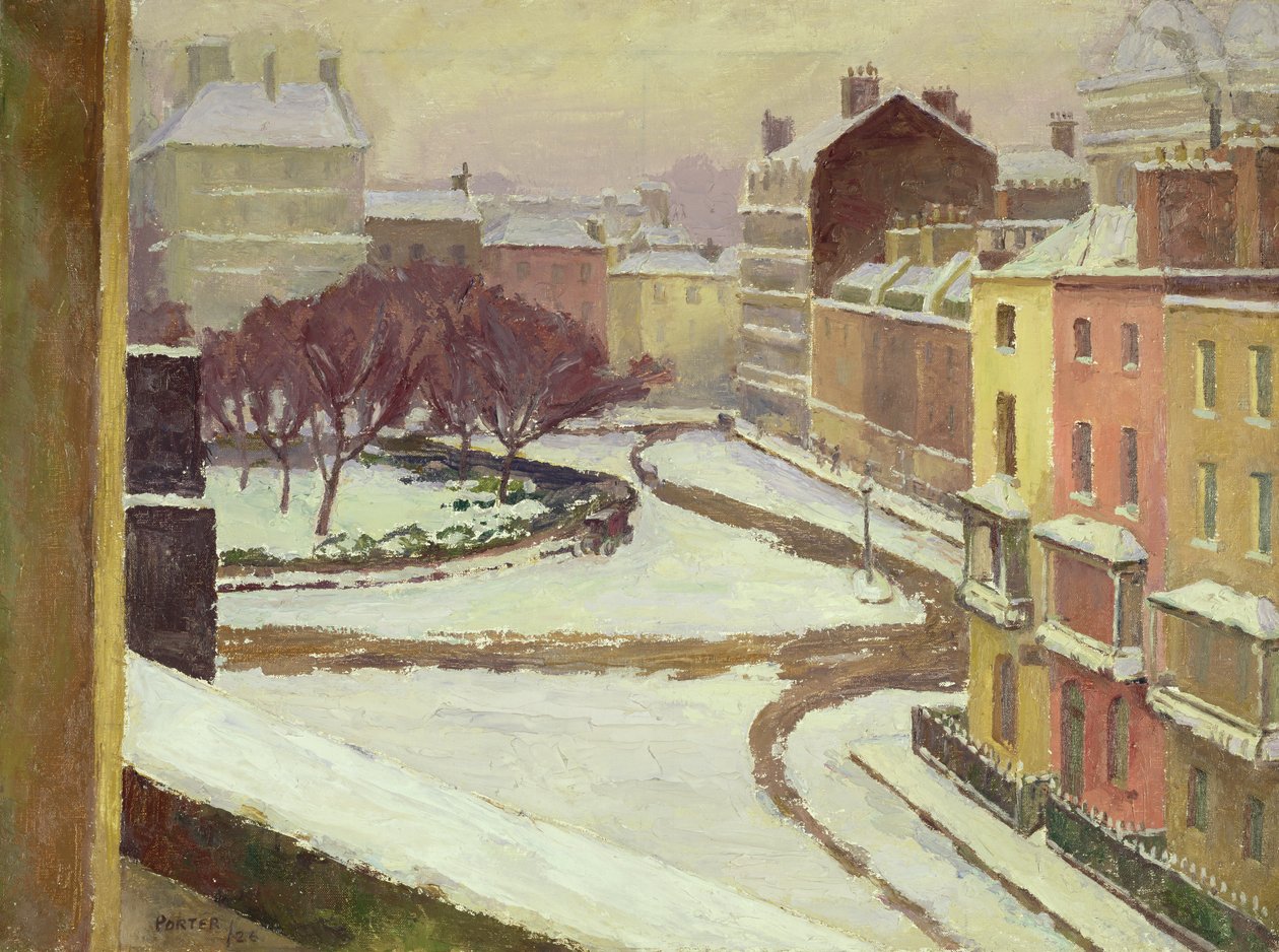 Snow in Hanover Square, London by Frederick James Porter