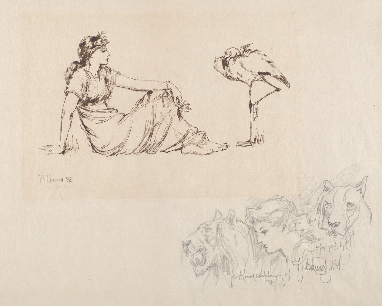Woman and a Crane (Vigilance?) by Frederick Stuart Church