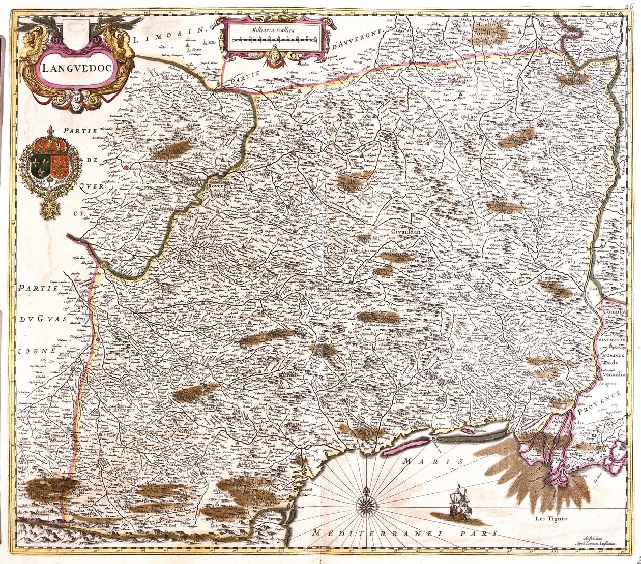 Map of Languedoc, France by Frederick de Wit