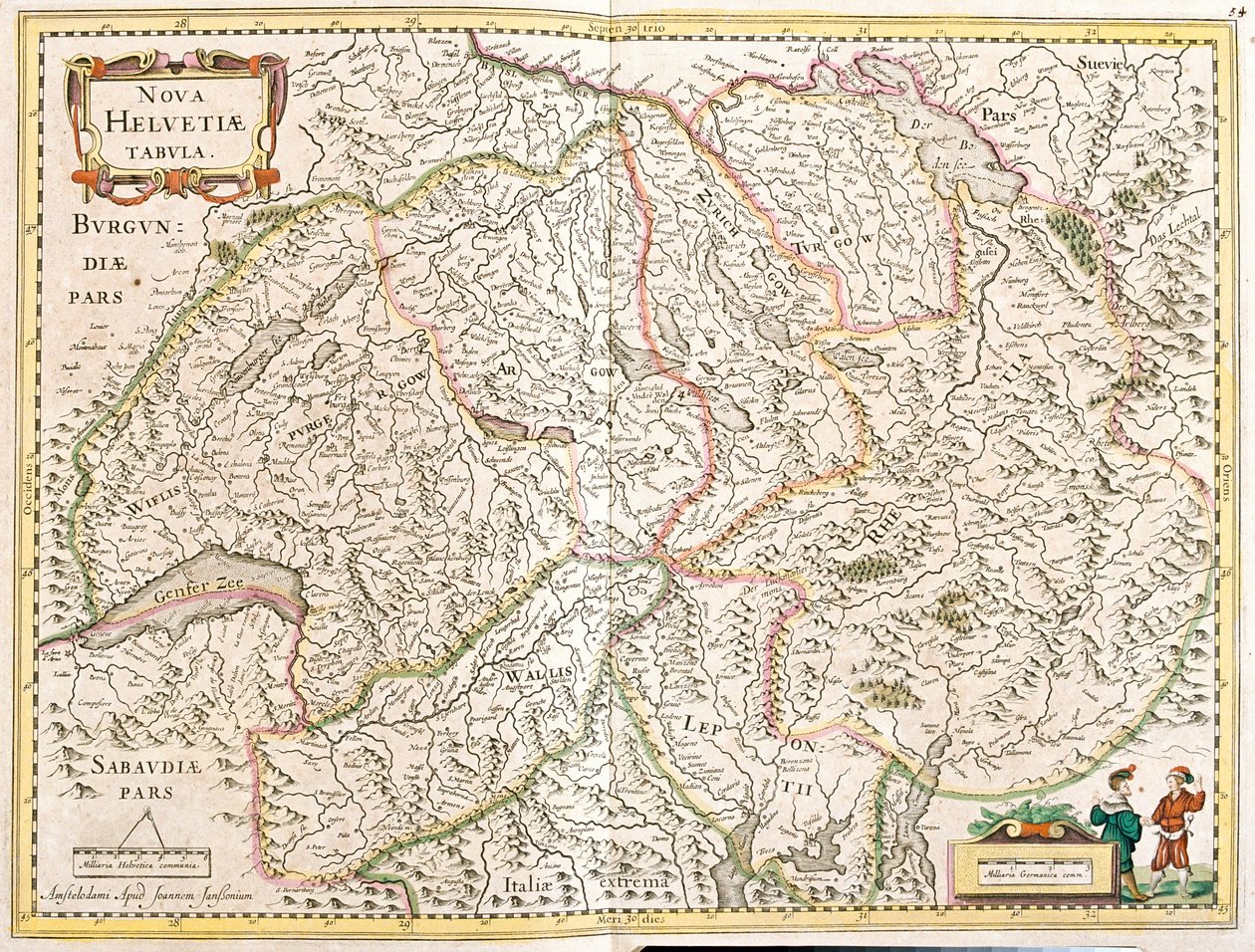 Map of Switzerland by Frederick de Wit