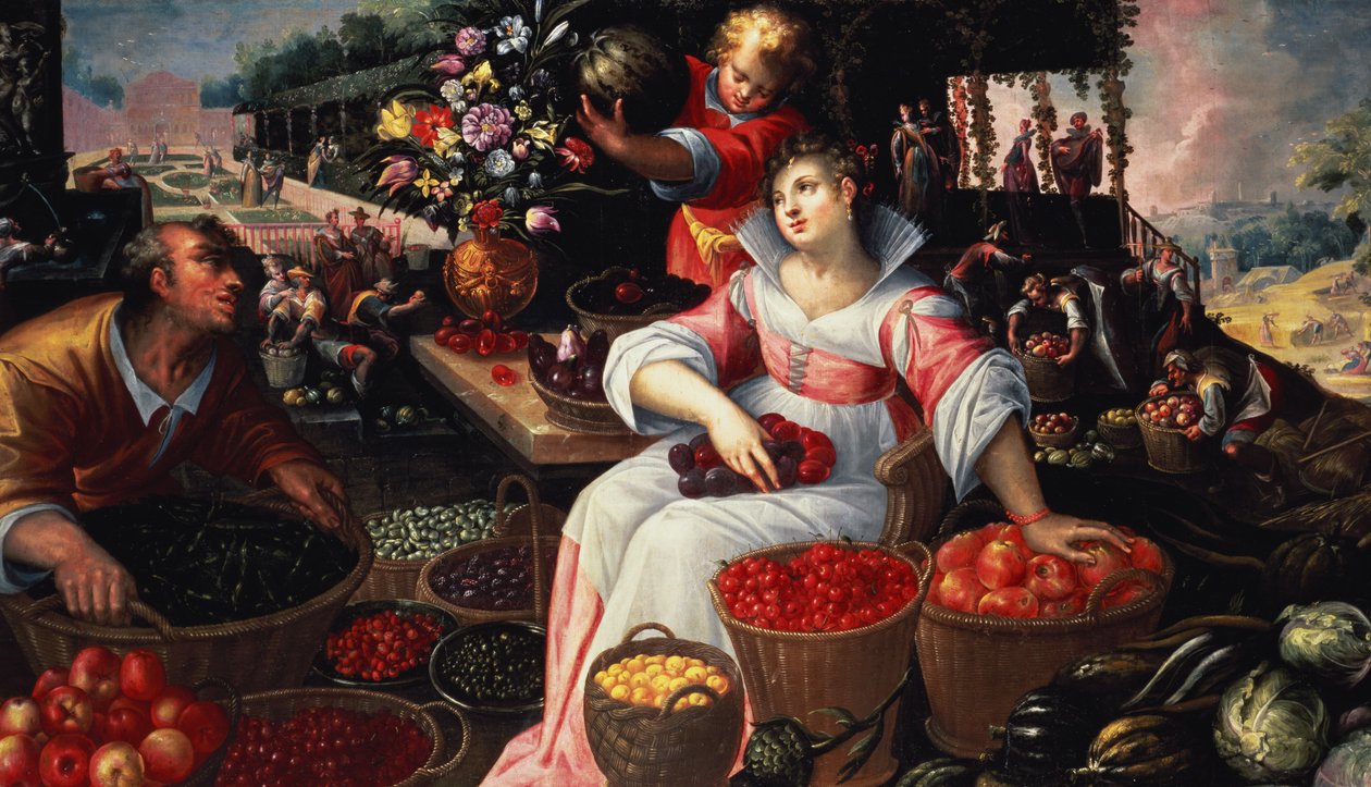 Fruitmarket (Summer), 1590 by Frederik Valckenborch