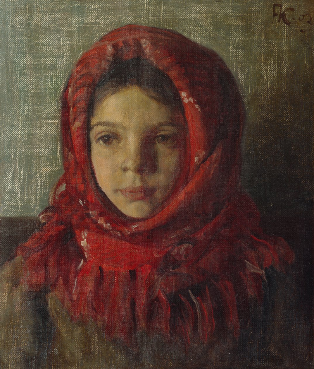 Girl with Kerchief by Fredrik Kolstoe