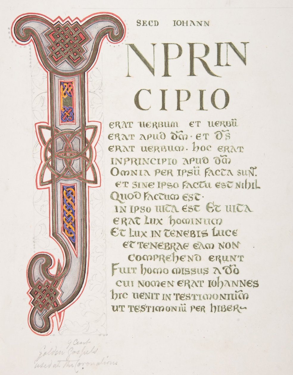 Illuminated Leaf with Initial I by Freeman Gage Delamotte