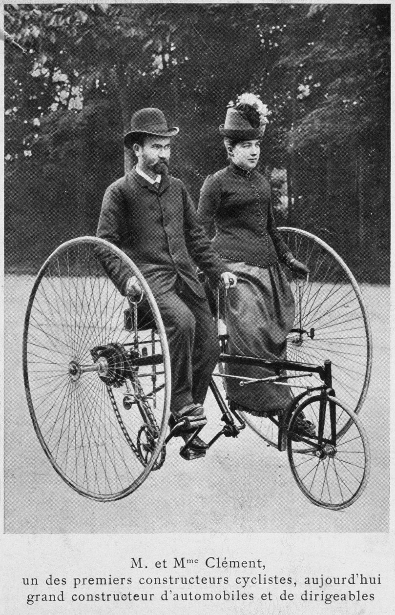 Adolphe Clement and His Wife on a Tricycle by French Photographer