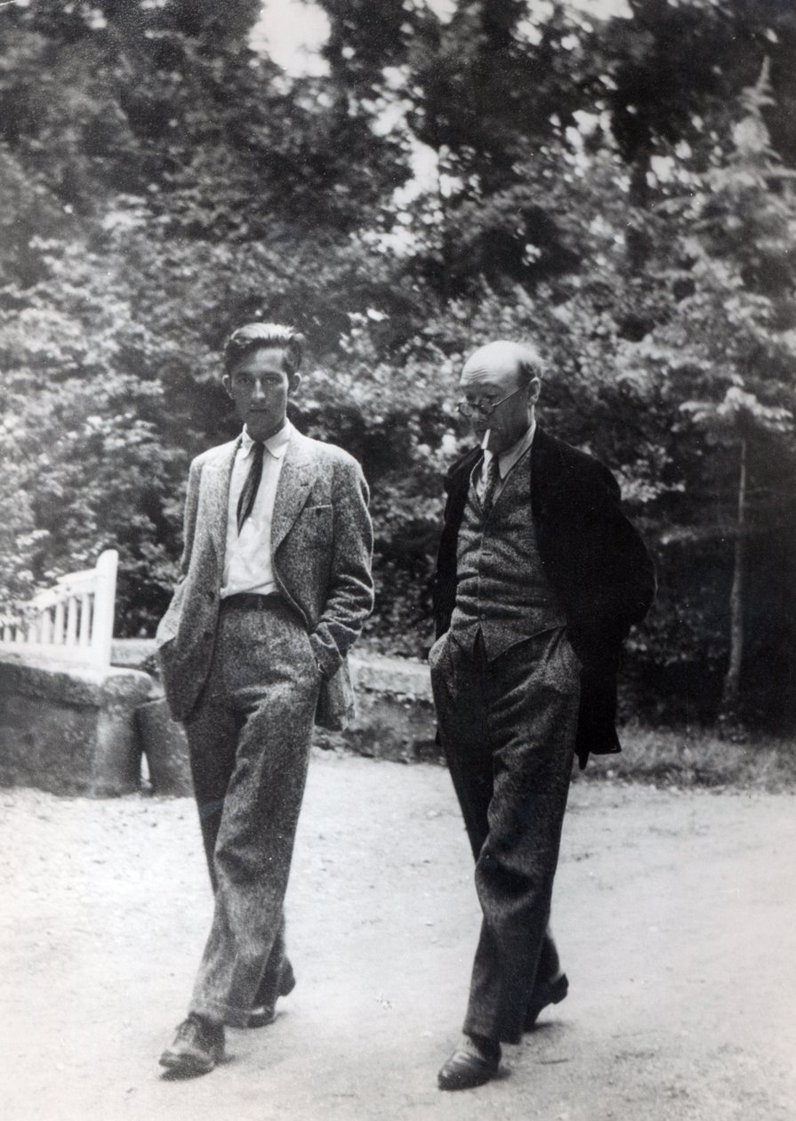 Andre Gide and Marc Schlumberger at Pontigny for one of the annual Decades de Pontigny, c.1930 by French Photographer