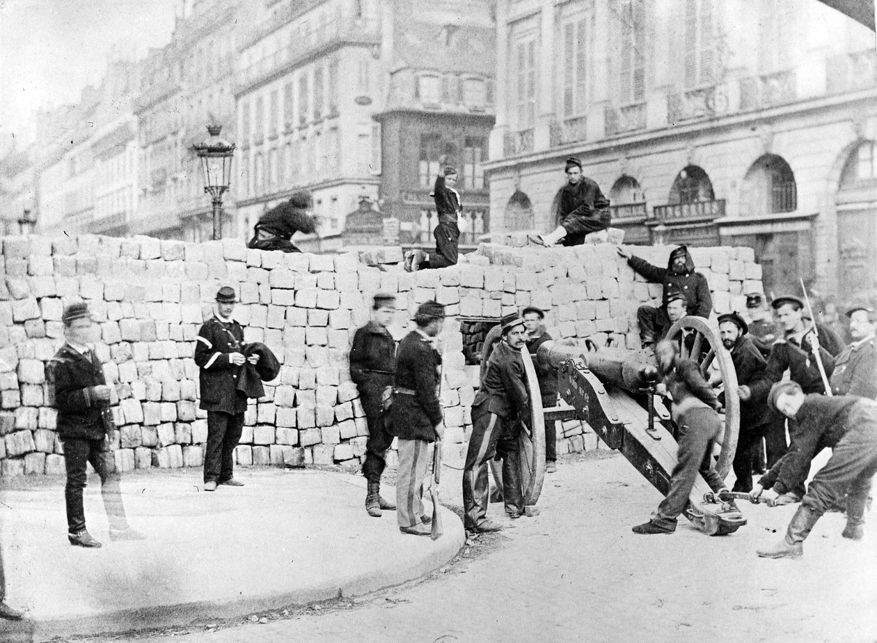 Barricade and Soldiers in the Place Vendôme during the Siege of Paris, 1870 by French Photographer