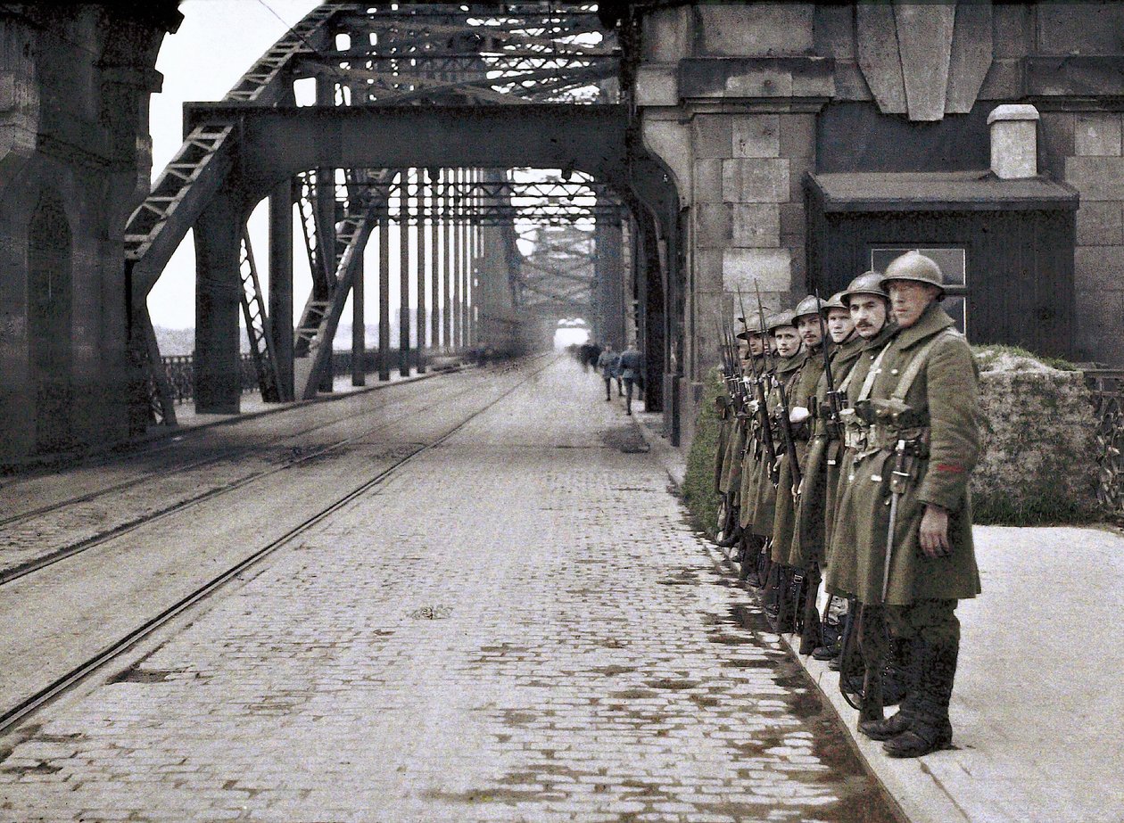 Belgian Soldiers Guarding a Bridge During the Occupation of the Rhineland Demilitarised Zone by Belgian and French Troops, Germany, 1921 by French Photographer
