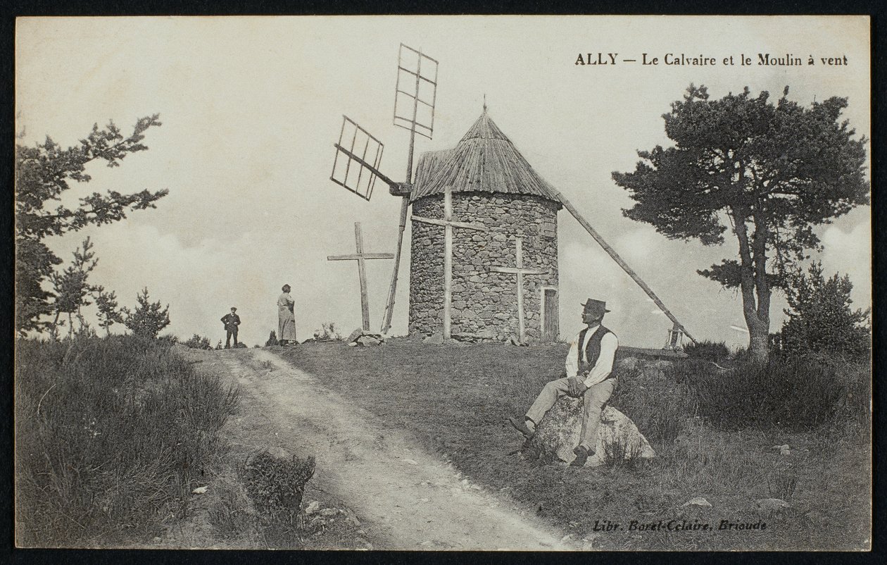 Calvary and the Windmill in Ally, Le Puy-en-Velay by French Photographer