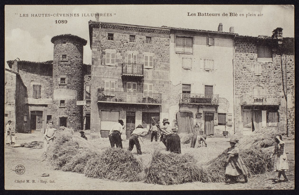 Corn Threshers in the Cevennes, c.1900 by French Photographer