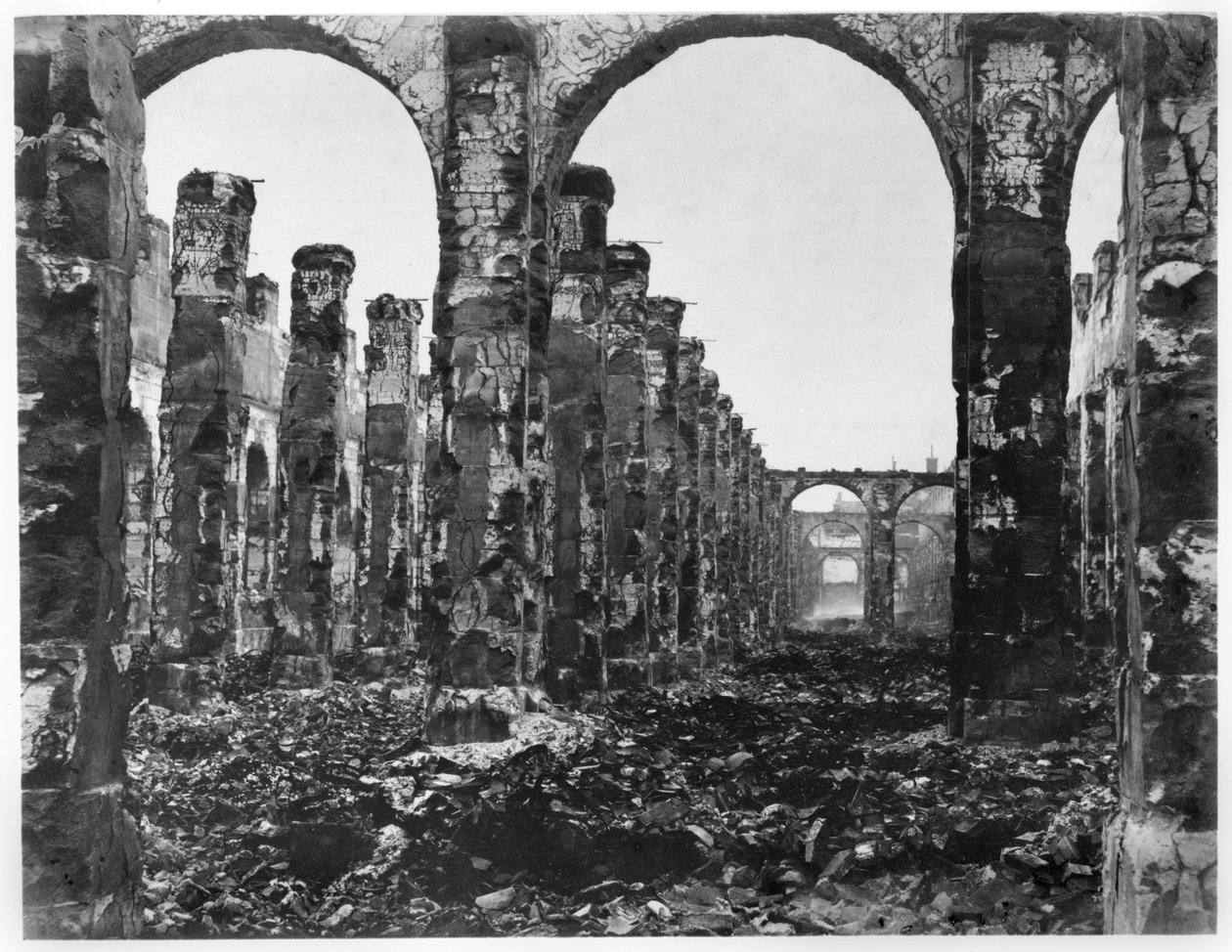 Ruins of the Cour des Comptes during the Commune of Paris, 1871 by French Photographer