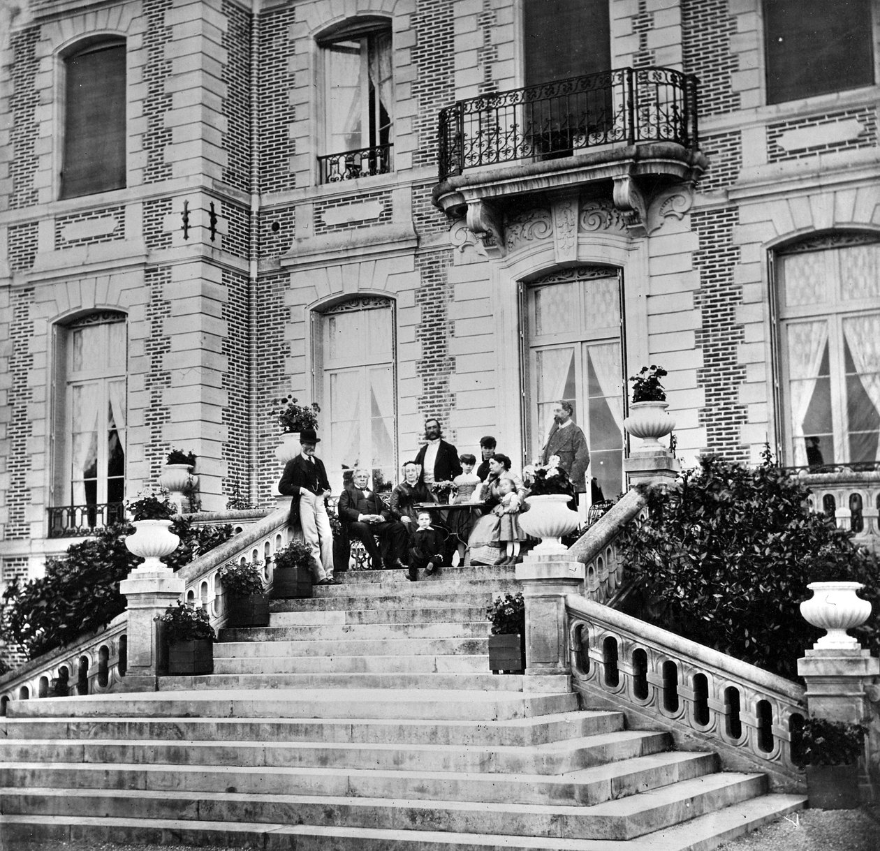 Tea on the Terrace of a Château, c.1880 by French Photographer