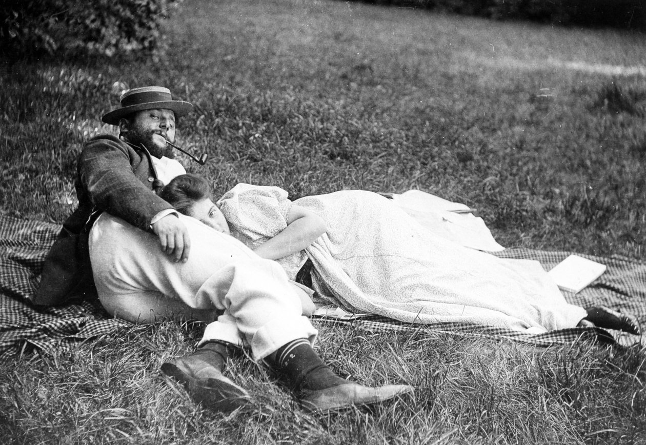 Thadée Natanson and his wife Misia Godebska in the garden of their country home, Le Relais, c.1899 by French Photographer