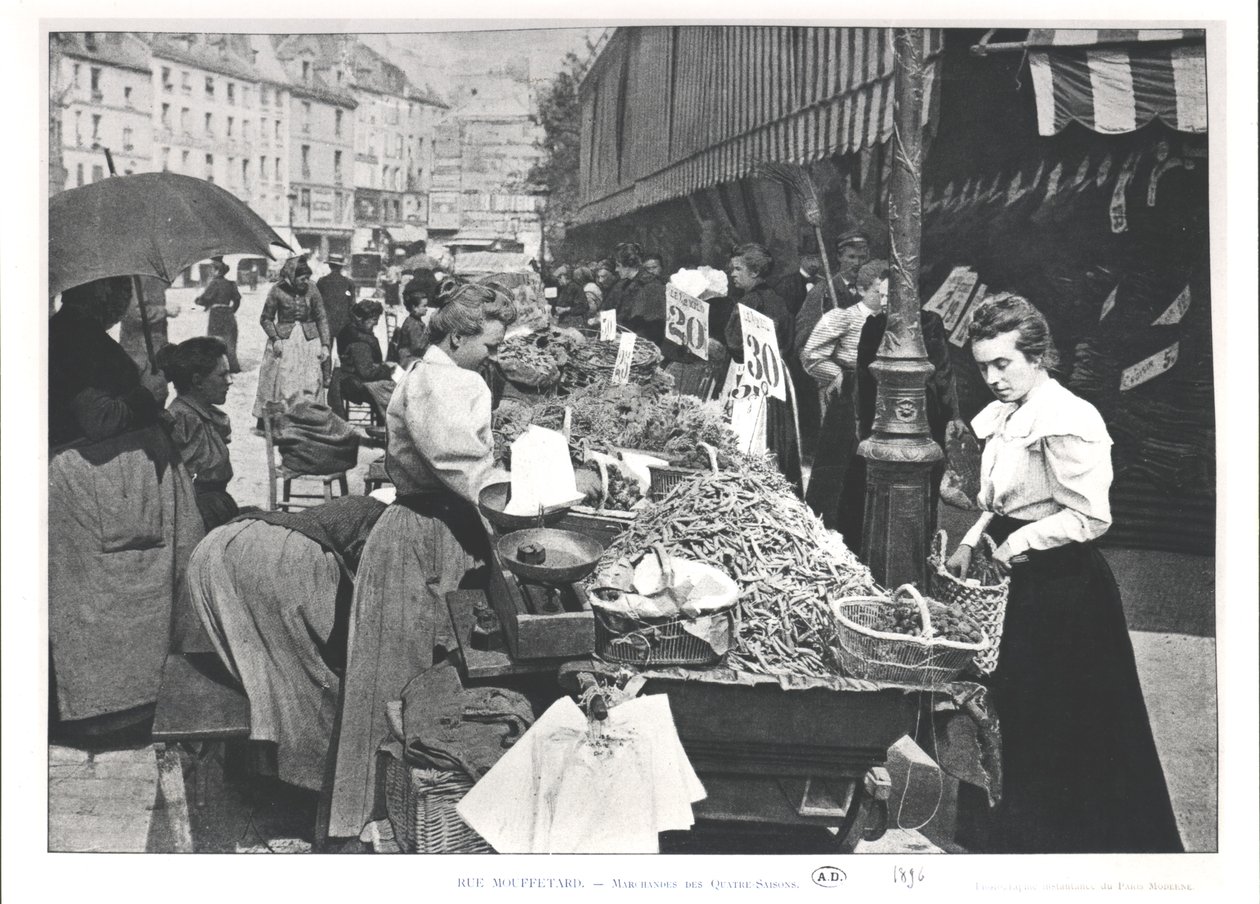The Street Merchant in the Rue Mouffetard, Paris by French Photographer