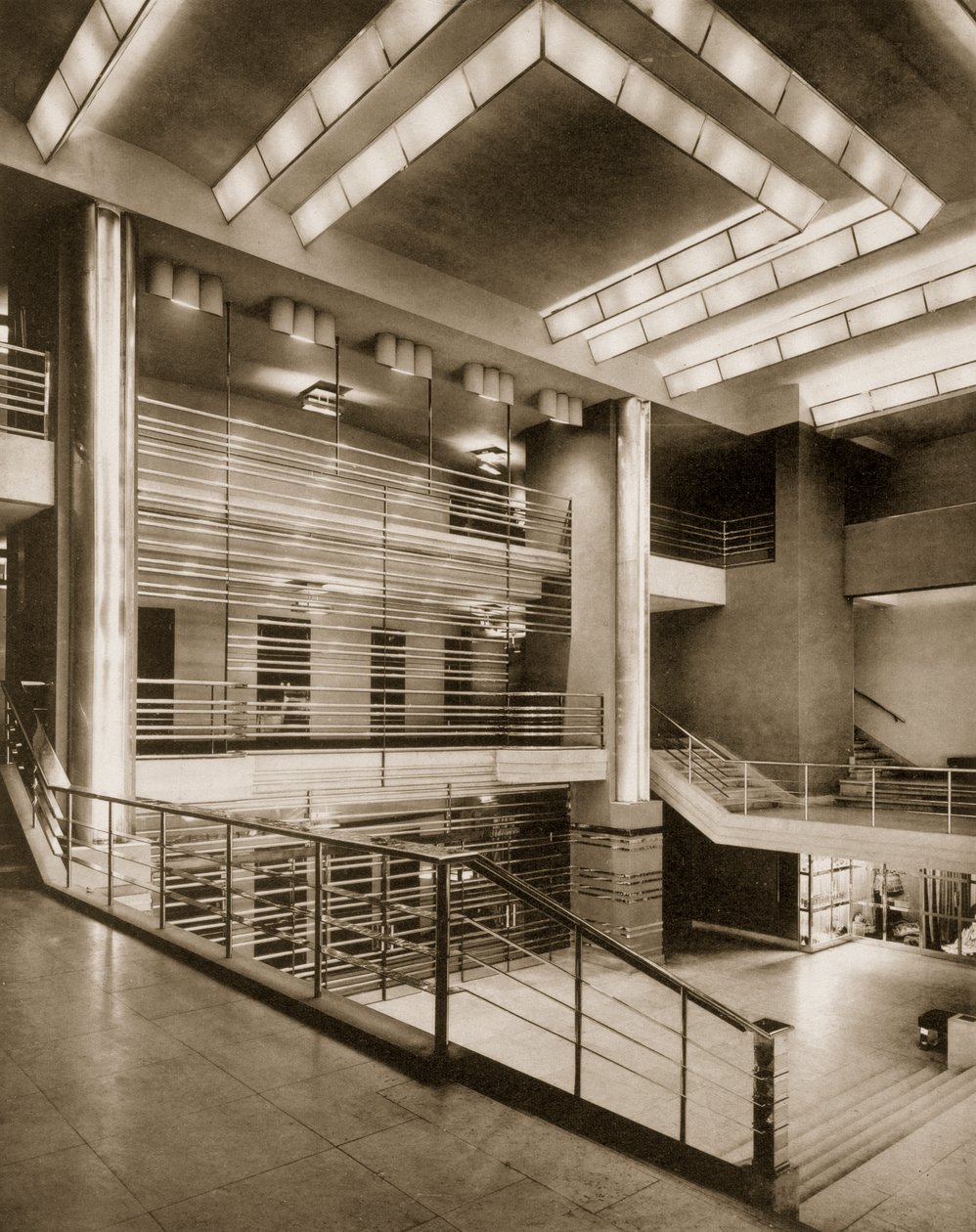 The hall stairway and grilled balcony of Theatre Pigalle, 1920s by French Photographer