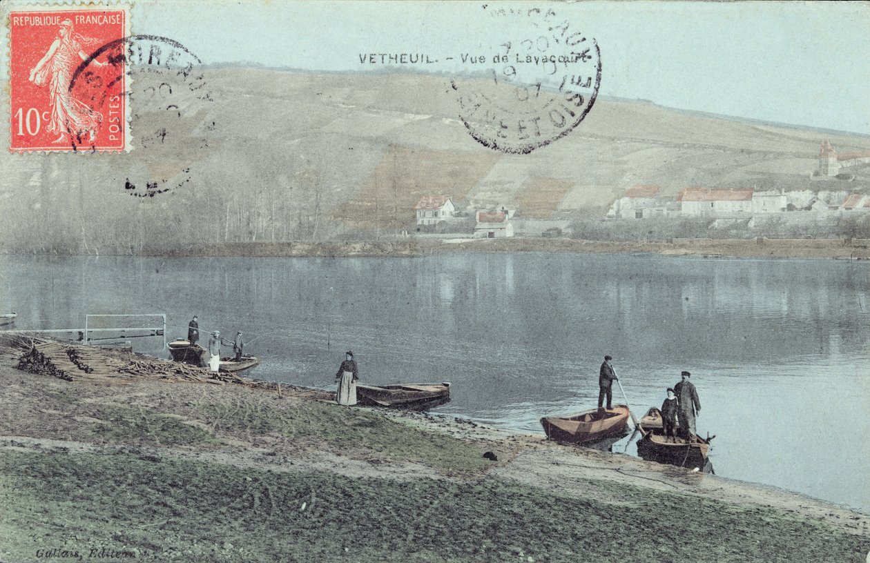View of Vetheuil on the Banks of the Seine by French Photographer