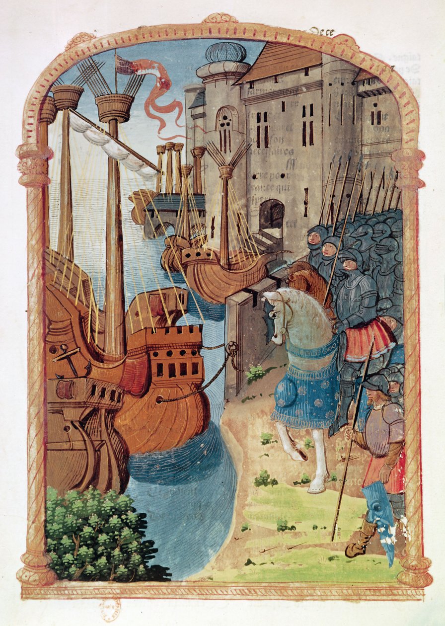 Knights on horseback, c.1350s by French School
