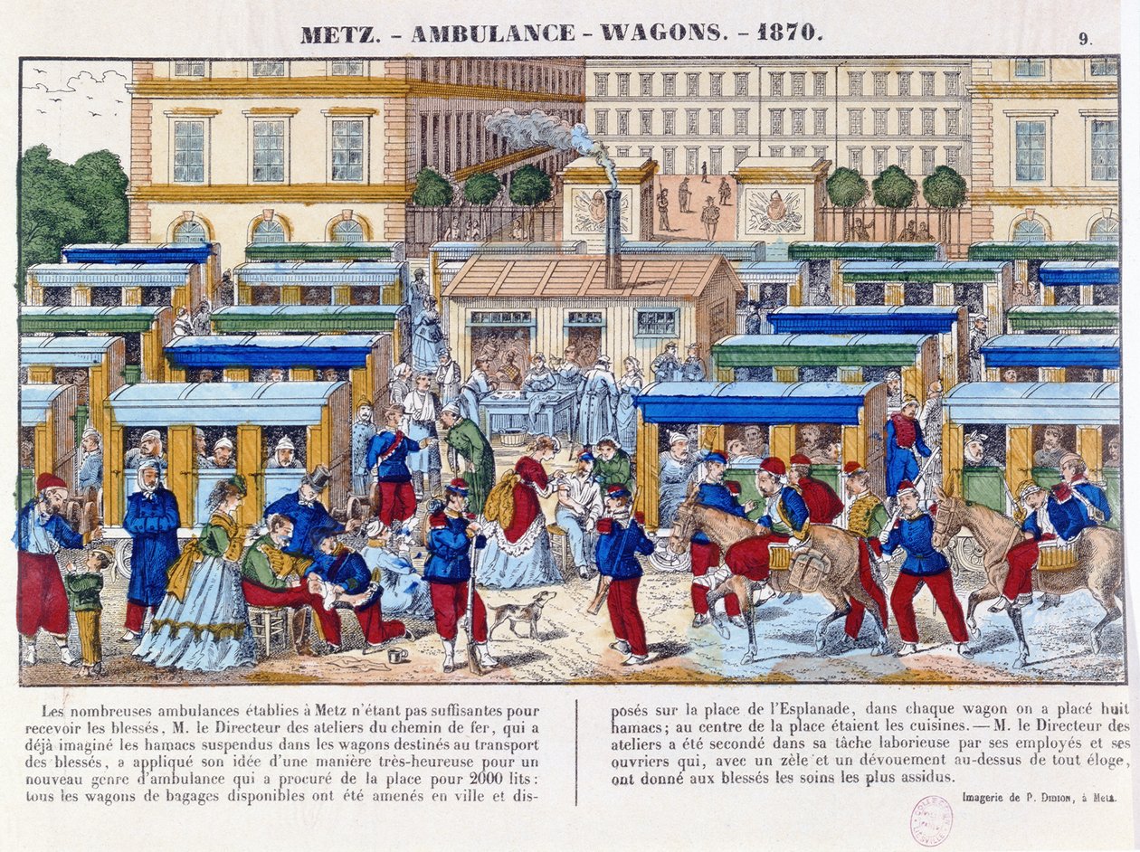 Ambulance train at Metz during the Franco-Prussian War of 1870 by French School