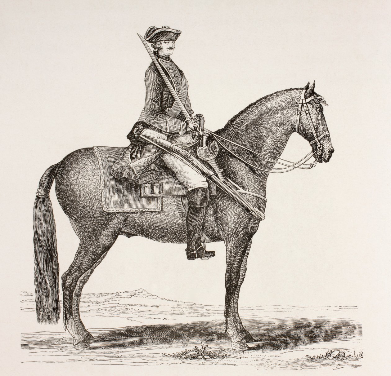 An 18th Century French Cavalry Soldier Mounted with His Weapons, from 