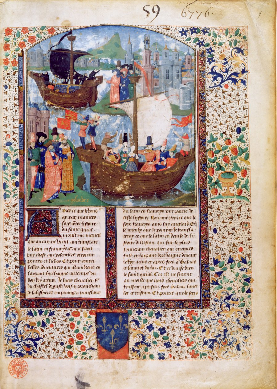 Tristan and Iseult Leave Ireland; Tristan Drinks the Potion; the Bodies of Tristan and Iseult are Brought Home to Ireland, Translated by Luce de Gast by French School