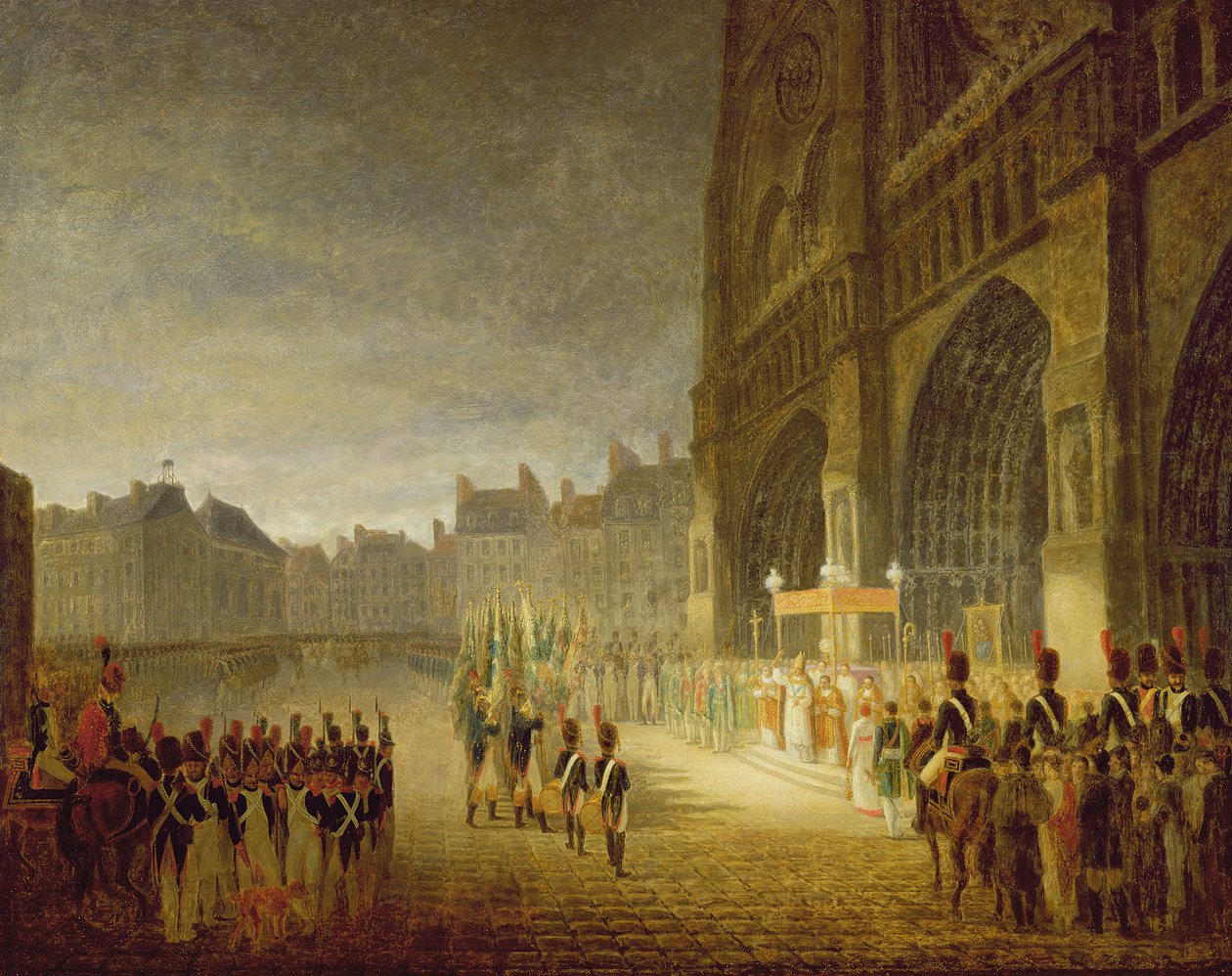 Blessing of the Flags in Front of Notre-Dame in 1804 by French School