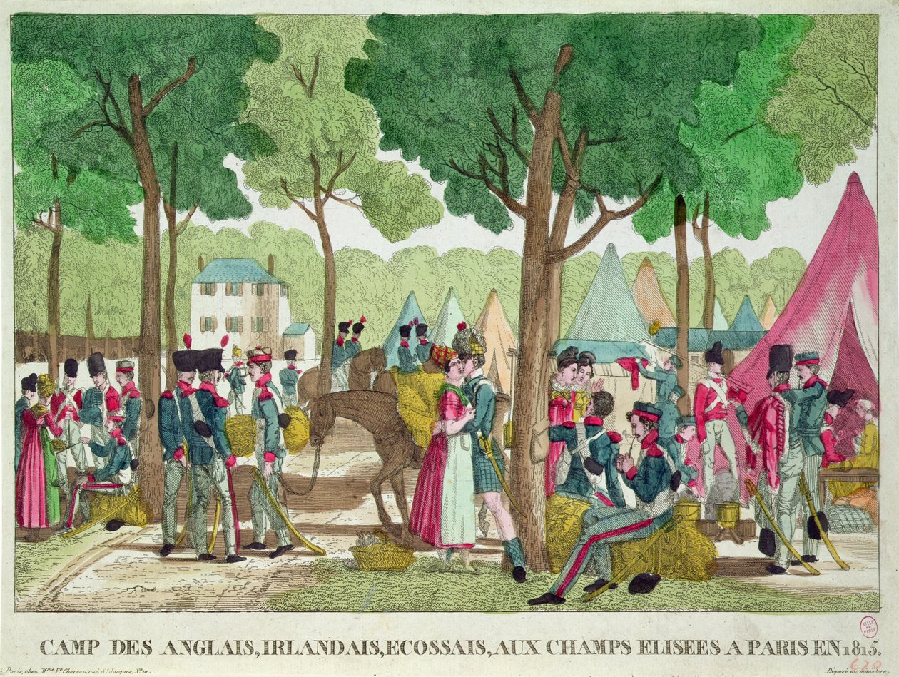 Camp of the English, Irish and Scottish Soldiers on the Champs-Elysees in 1815 by French School