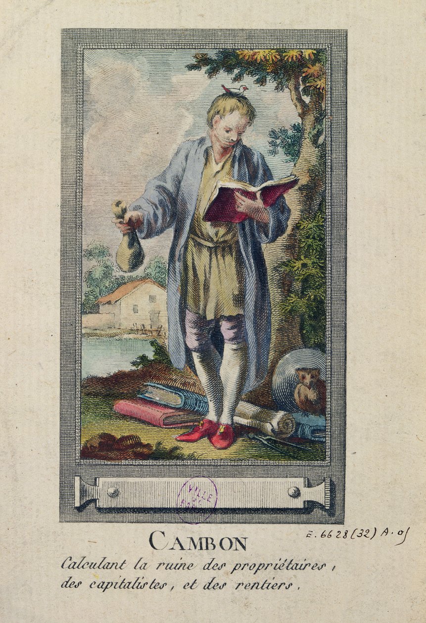 Caricature of Cambon Calculating the Ruin of the Proprietors, the Capitalists and the Rentiers by French School