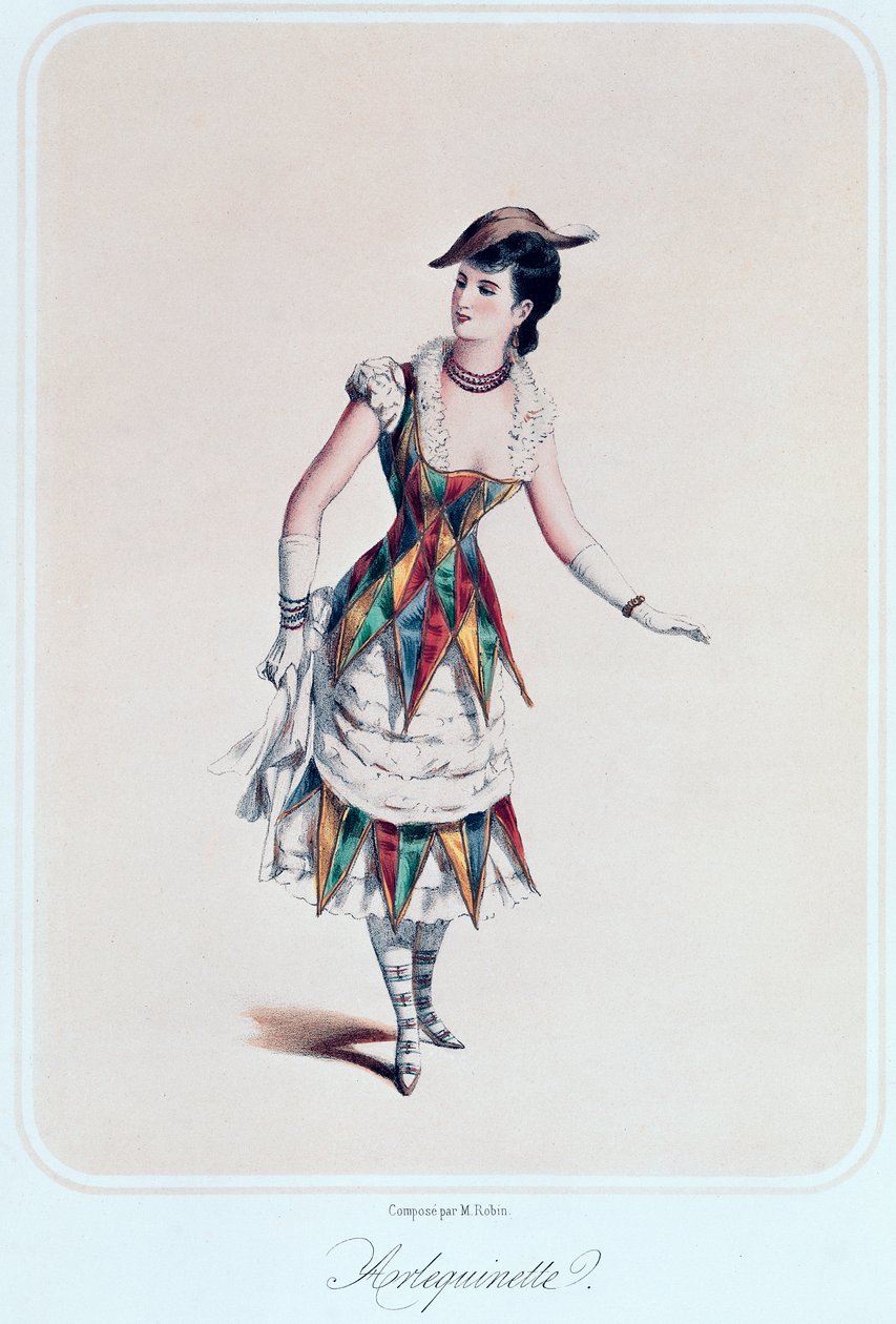 Costume Design for a Female Harlequin by French School