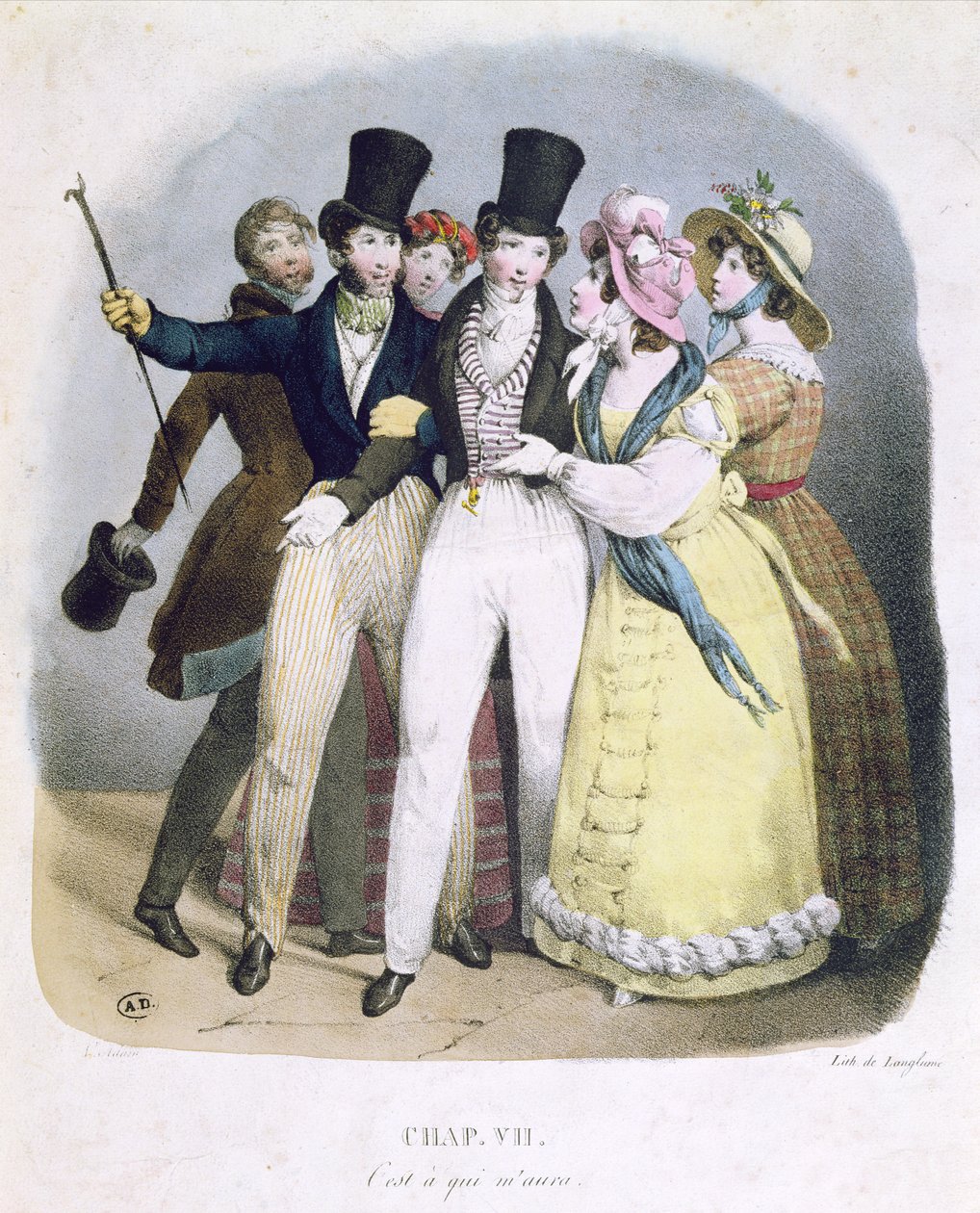 Dandy with Admirers, c.1830 by French School