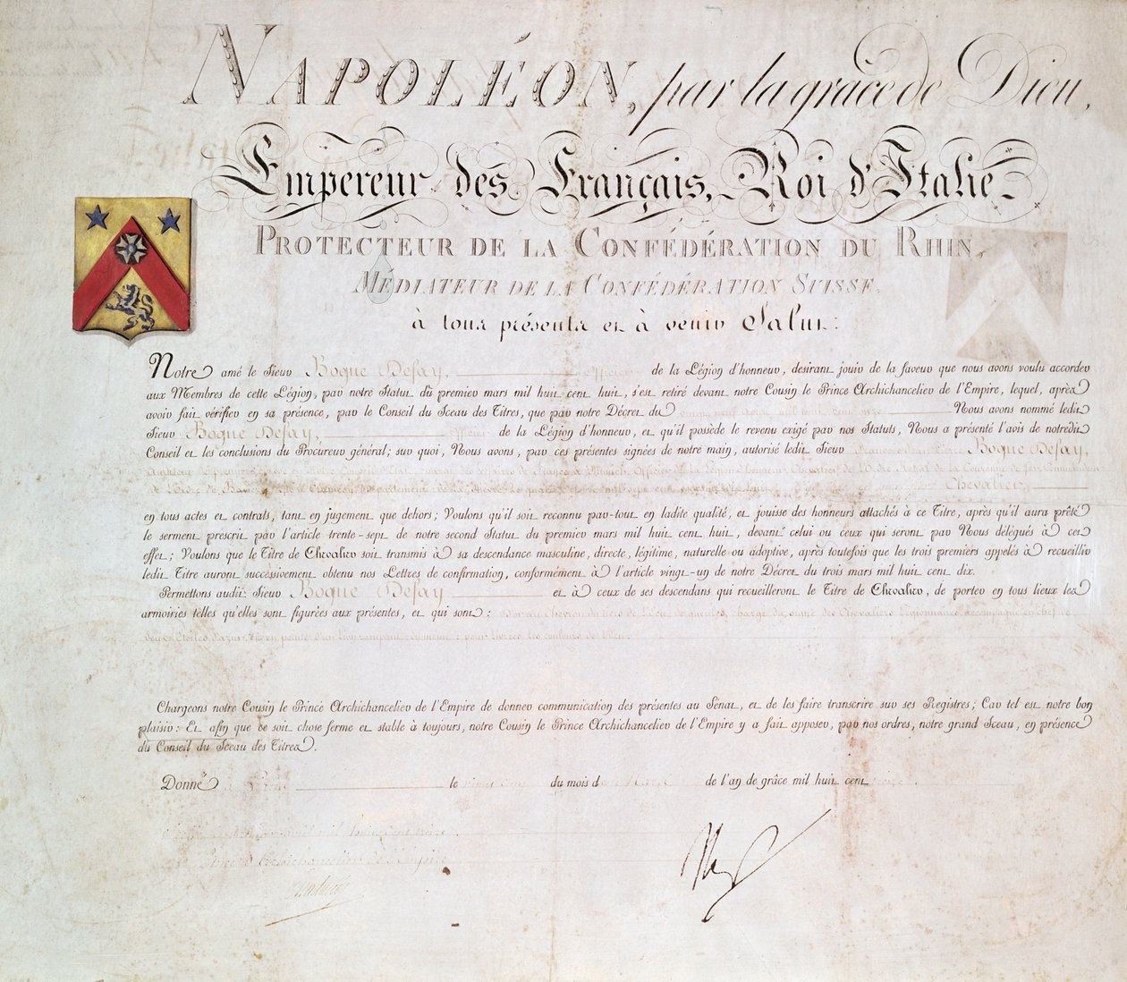 Decree of Nobility Created Under the First Empire by French School