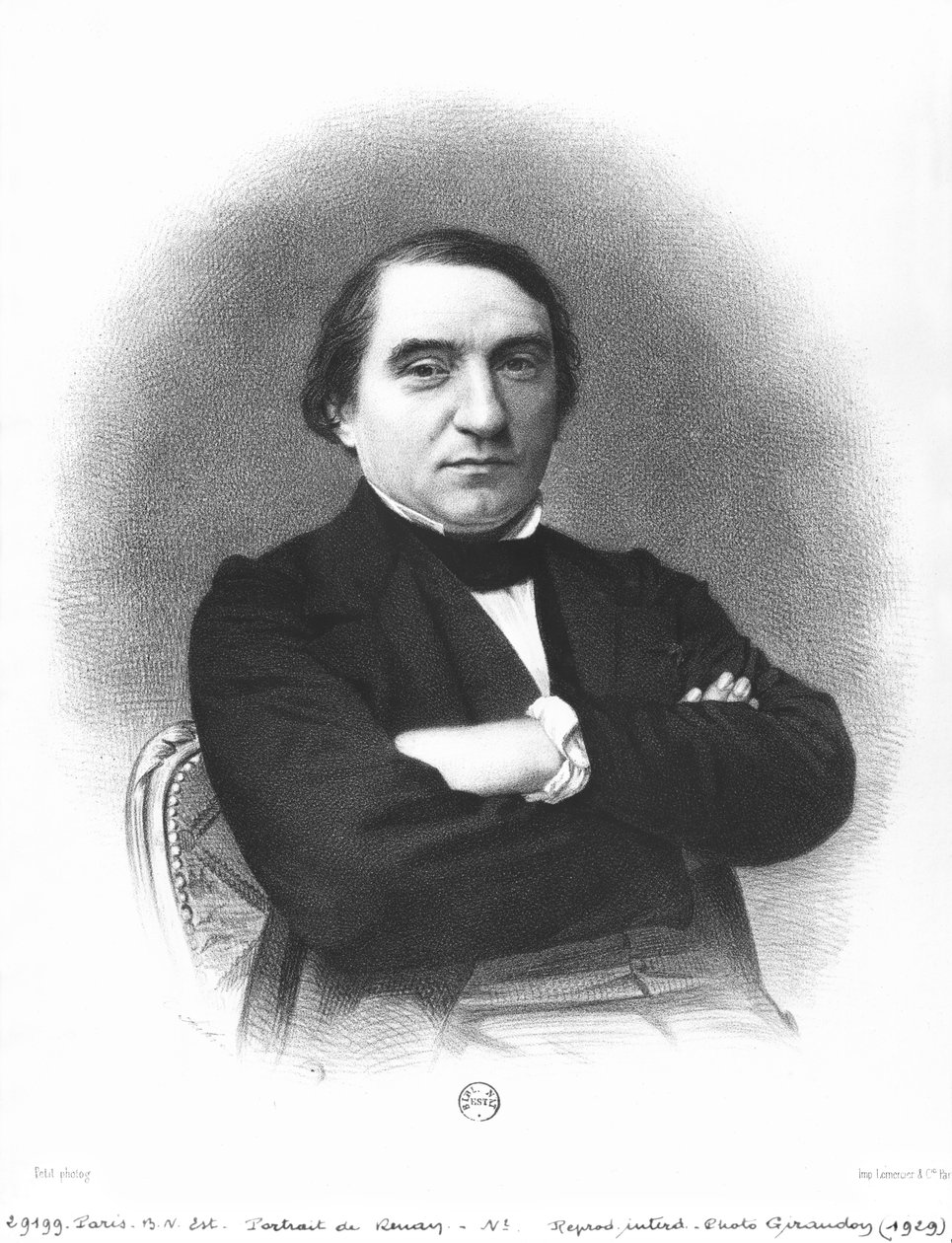 Ernest Renan after a photograph by Pierre Petit by French School