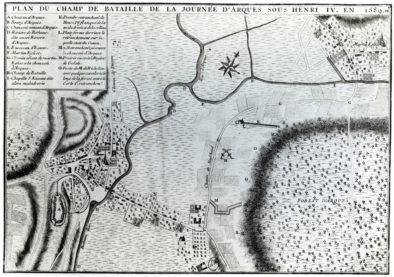 Field Plan for the Battle of Arques by French School
