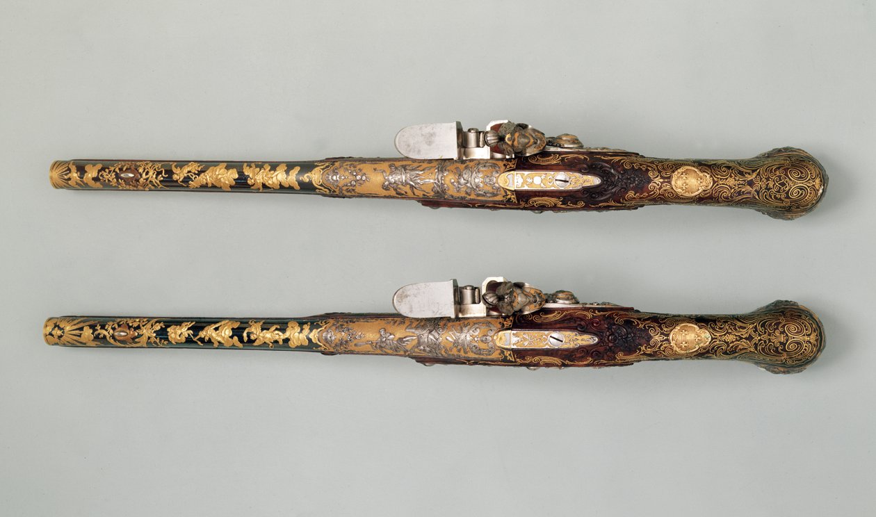 Flintlock Pistols, c.1690 by French School