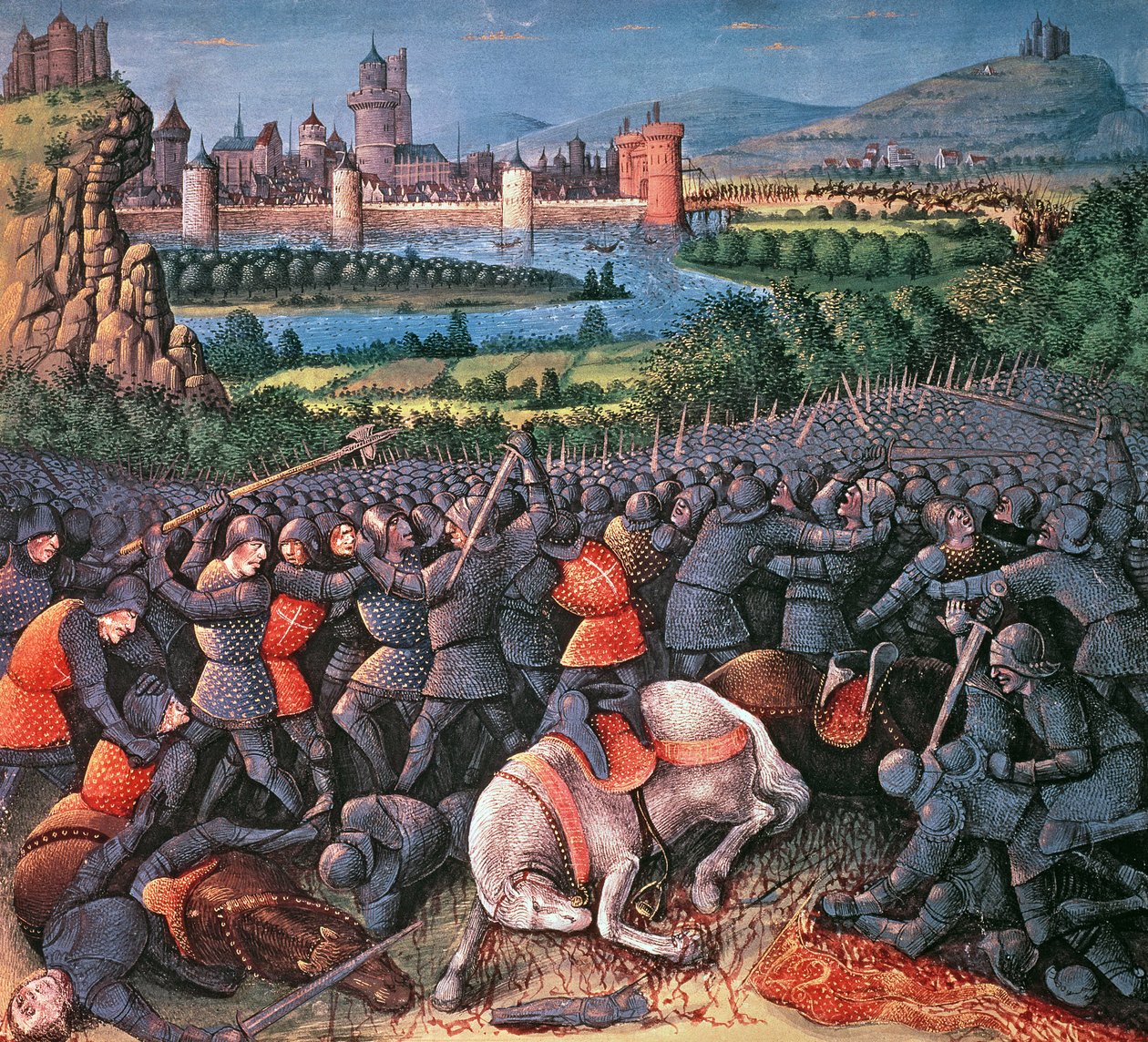 Battle scene, from Passages faits Outremer written by Sebastian Marmoret, c.1490 by French School