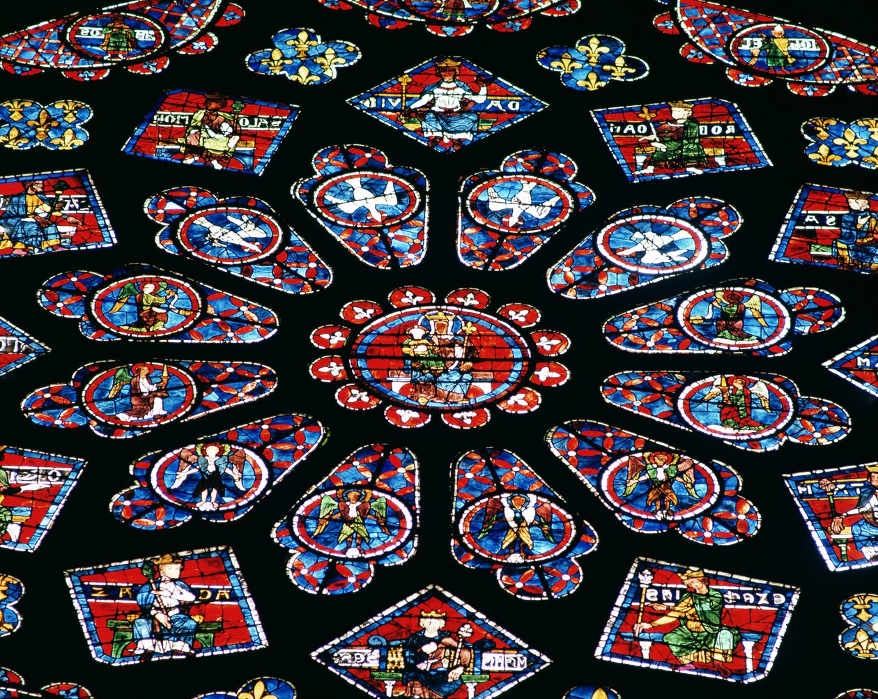Glorification of the Virgin Mary, North Rose Window (detail) by French School