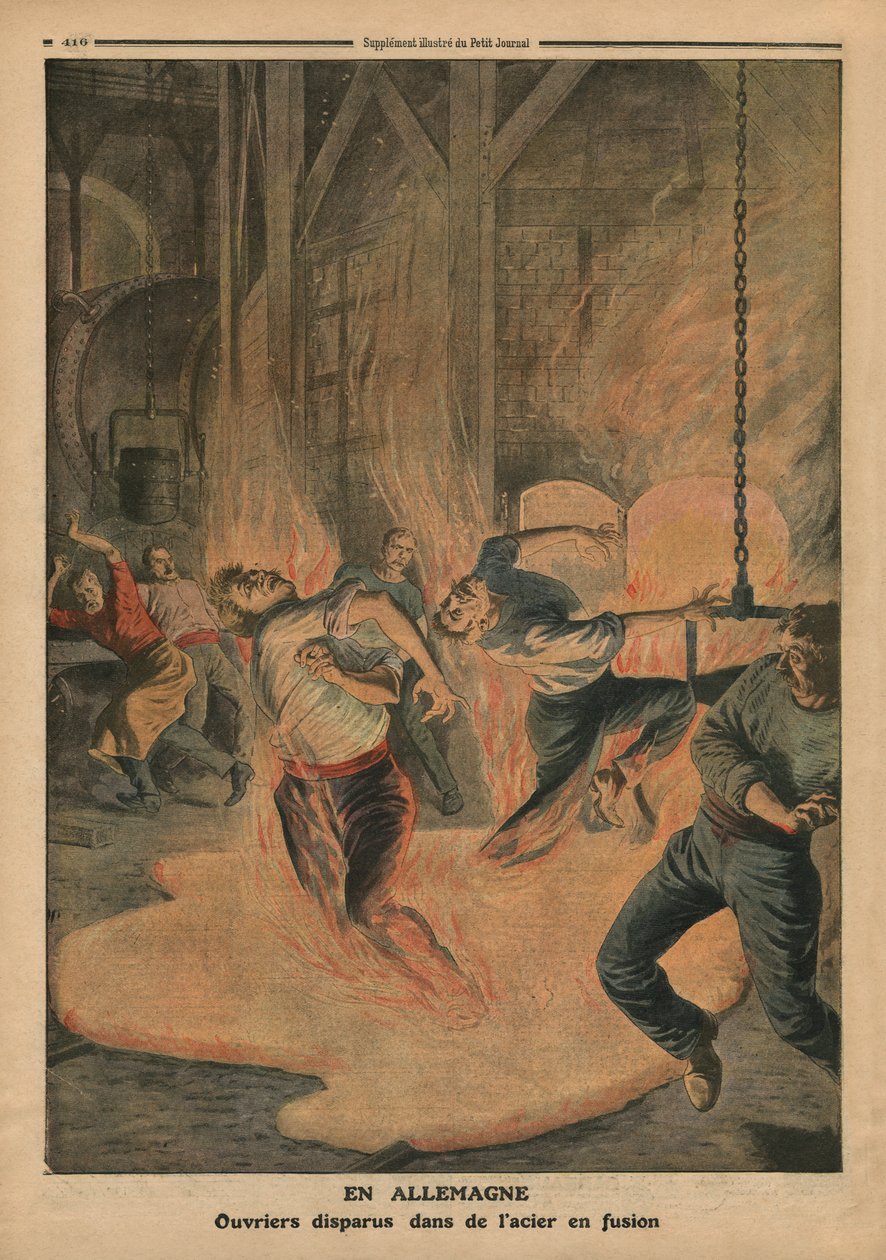 Workers Sinking in Molten Steel, Illustration from 