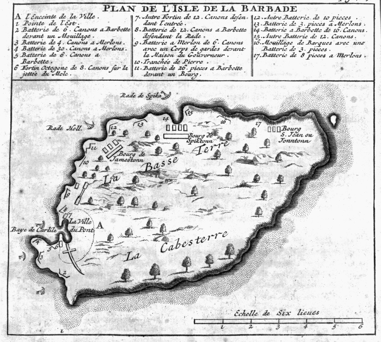 Map of Barbados by French School