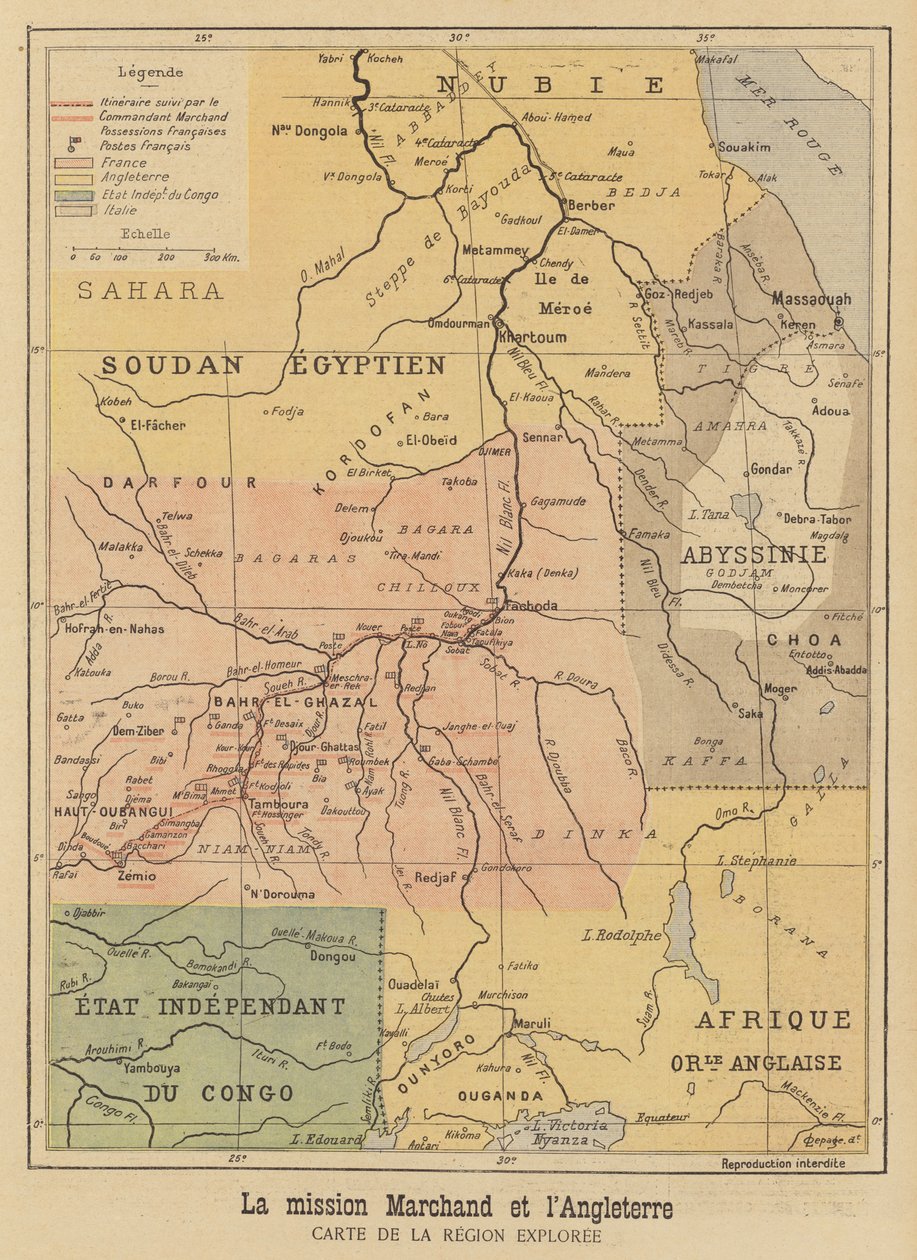 Map of the Region of Africa Explored by the Marchand Expedition by French School