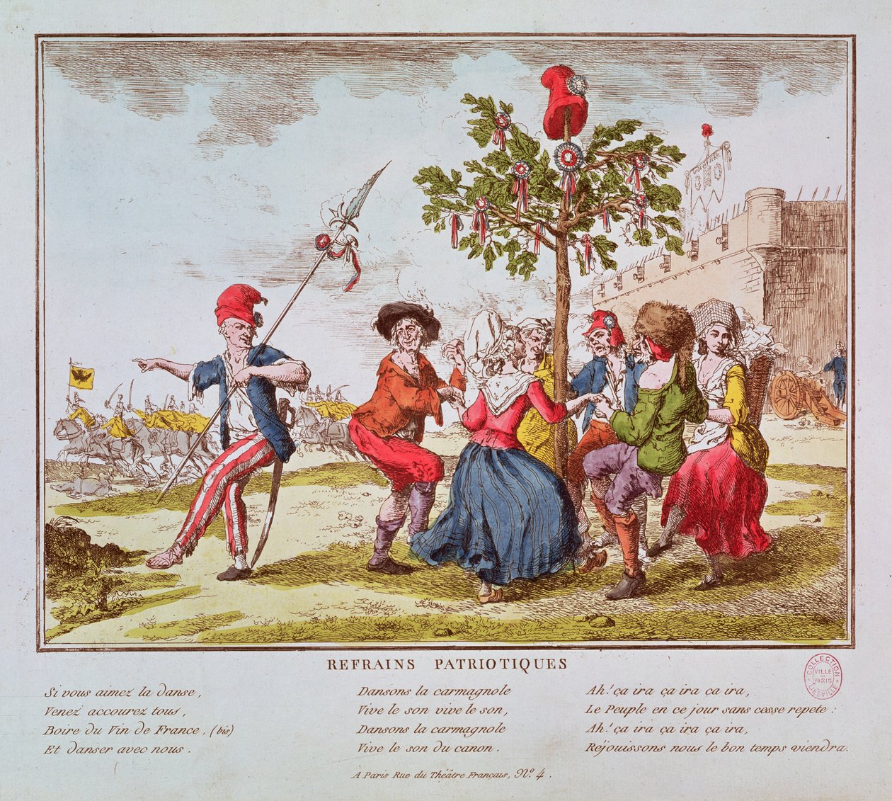 Patriotic Refrains: French revolutionaries dancing the carmagnole around the tree of Liberty, c.1792 by French School
