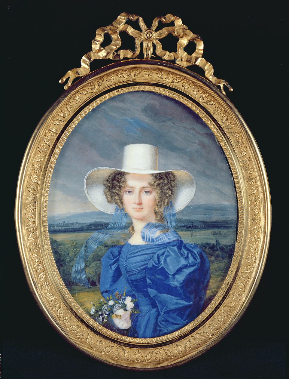 Portrait of a Young Girl in a Landscape by French School