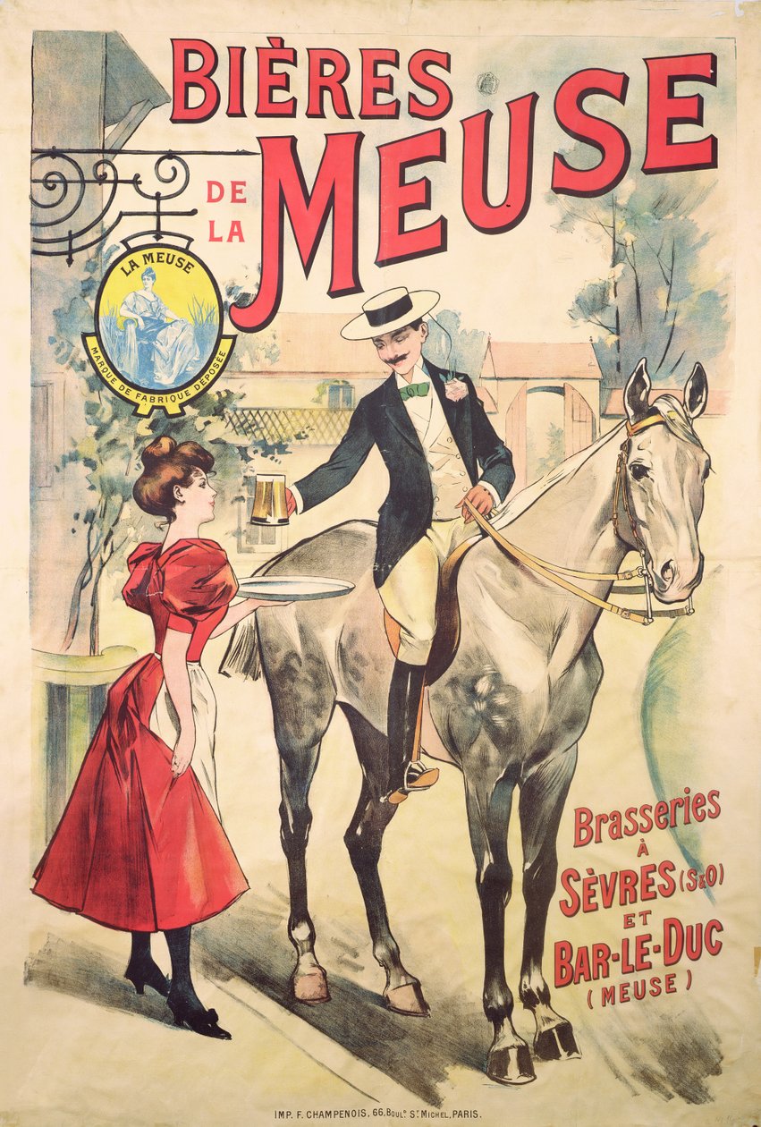 Poster Advertising the Bieres de la Meuse at the Brasseries of Sevres and Bar-le-Duc by French School