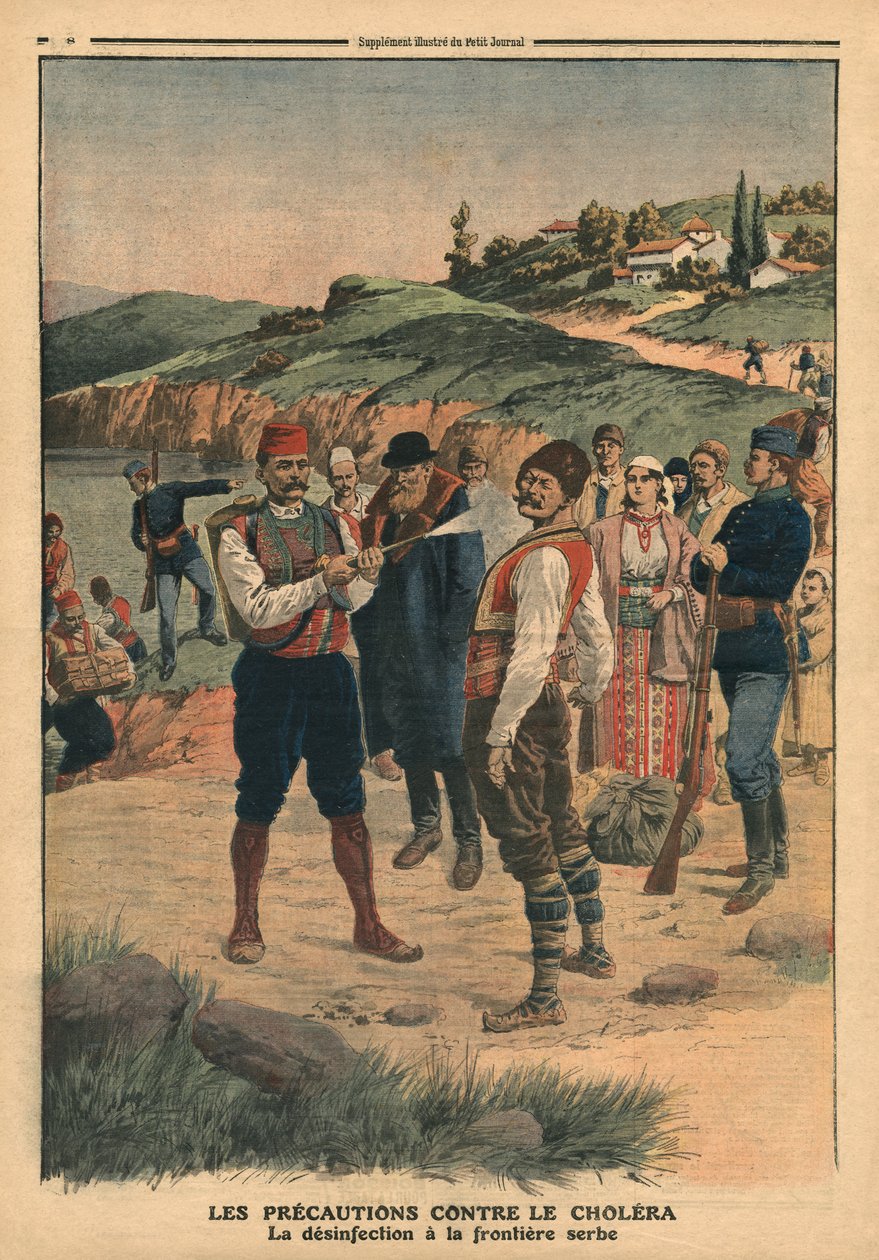 Precautions Taken to Prevent Cholera, Disinfection at the Serbian Border, Illustration from 