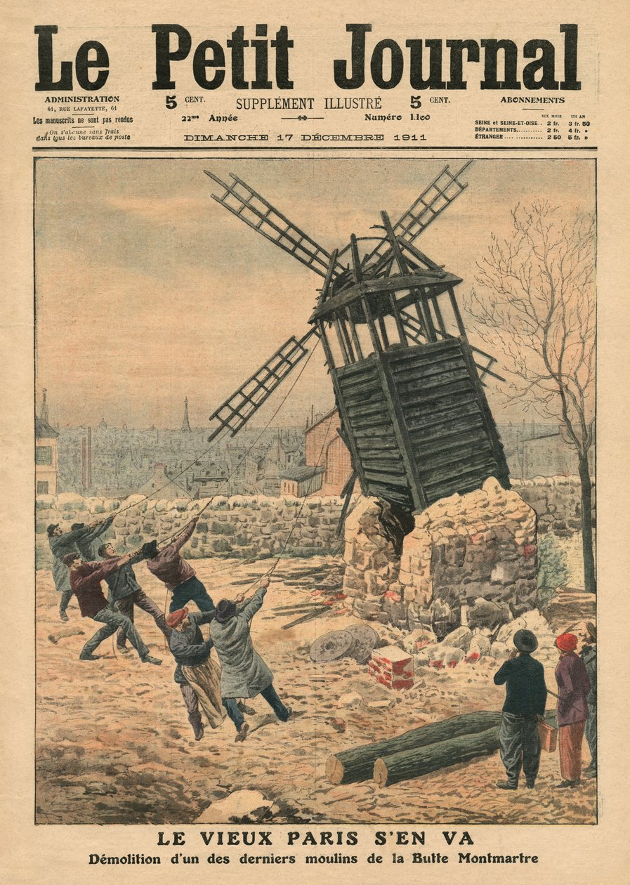 Pulling Down One of the Last Windmills on the Butte Montmartre, Illustration from 
