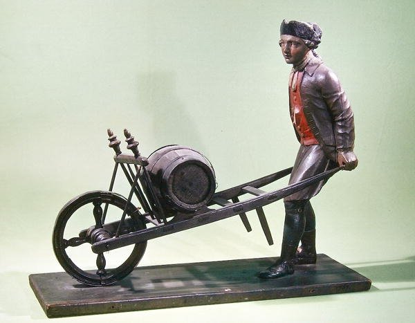 Sign Representing a Vinegar Seller with His Barrow by French School