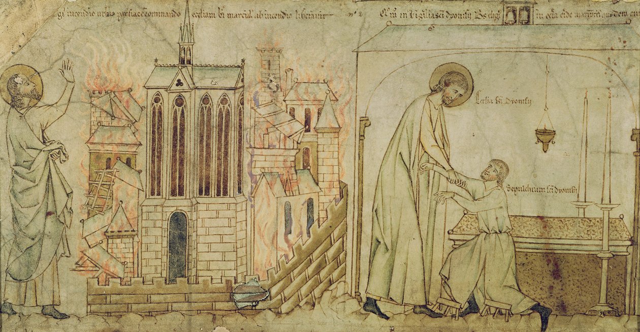 St. Eligius saving the Church of St. Martial from fire and curing a crippled man in the Church of St. Denis, from 
