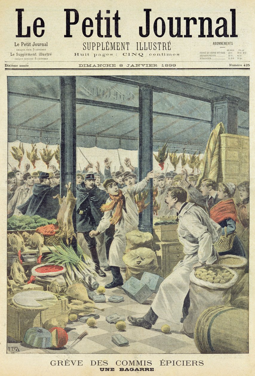 Strike of the grocers, a brawl, title page from 