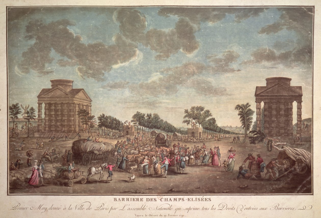 The Barrier at the Champs Elysees. The Suppression of Right of Entry to Paris in 1790 by French School