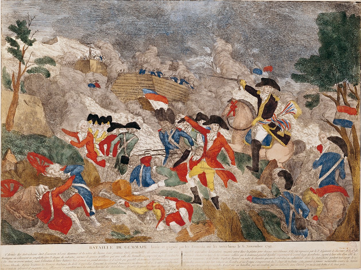 The Battle of Jemmapes, 6th November 1792, printed by Basset by French School